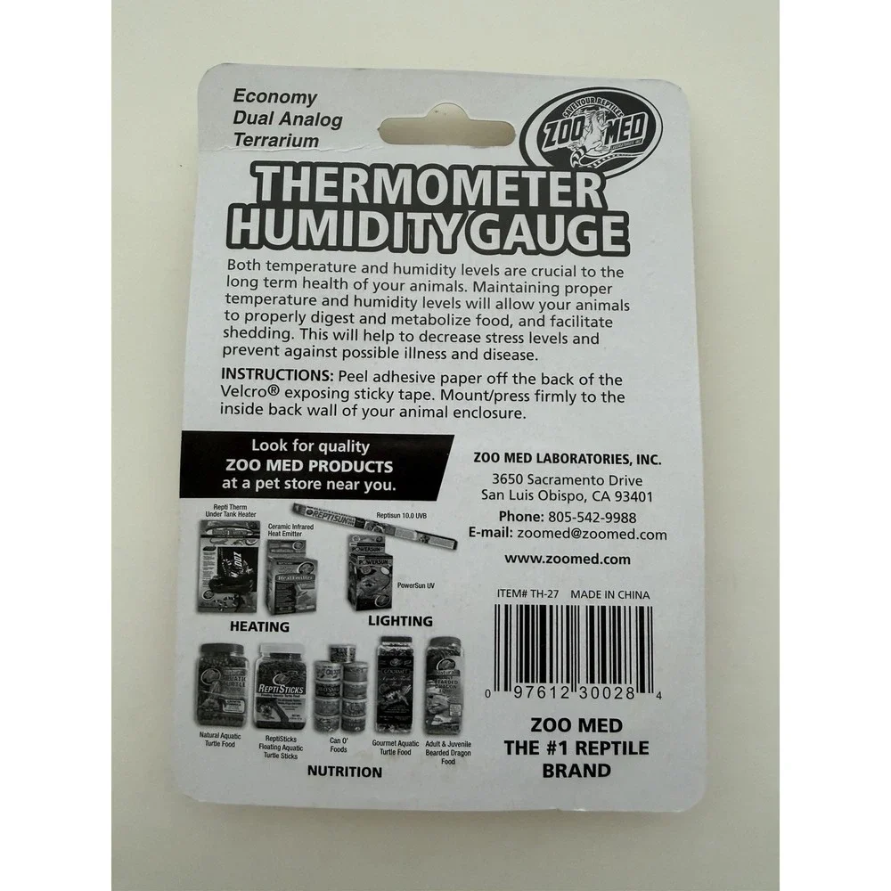 Zoo Med Economy Dual Analog Terrarium Thermometer Humidity Gauge New